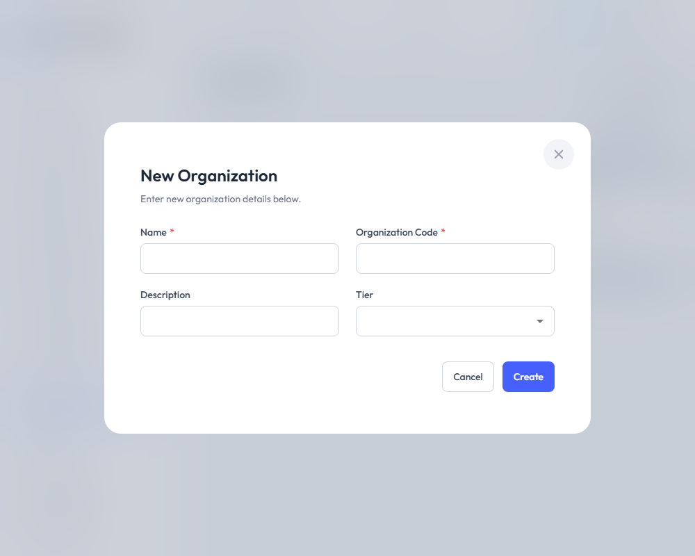 New Organization Modal